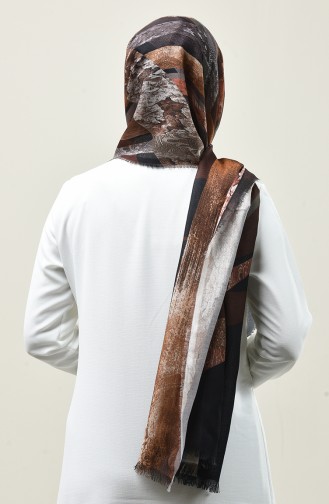 Karaca Patterned Cotton Shawl Black Brown 90667-10