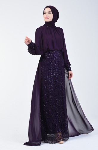Sequined Evening Dress Purple 5230-06