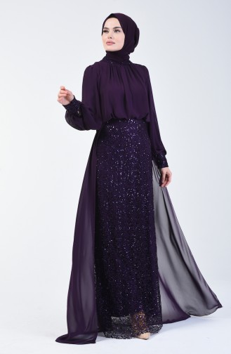 Robe de Soirée à Paillettes 5230-06 Pourpre 5230-06