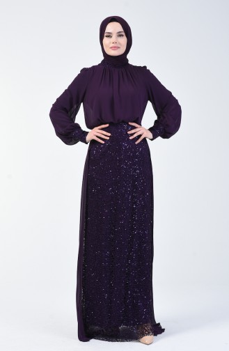 Sequined Evening Dress Purple 5230-06