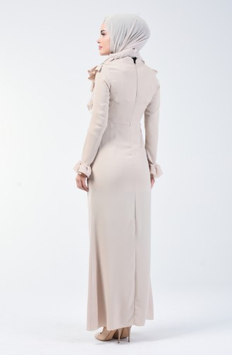 Robe de Soirée İmprimée Pierre 5256-02 Beige 5256-02