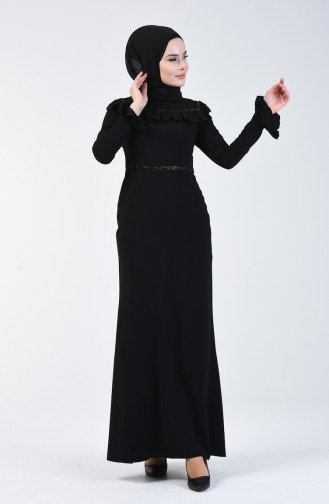 Black Hijab Evening Dress 5256-03