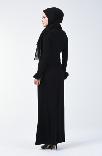 Robe de Soirée İmprimée Pierre 5256-03 Noir 5256-03