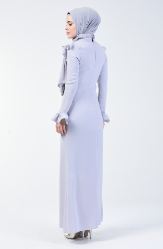 Robe de Soirée İmprimée Pierre 5256-04 Gris 5256-04