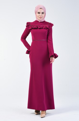 Stone Print Evening Dress 5256-06 Fuchsia 5256-06