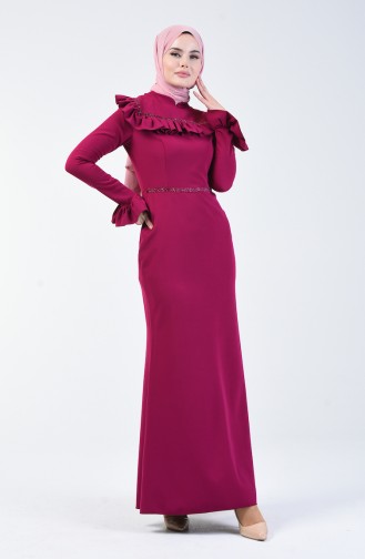 Stone Print Evening Dress 5256-06 Fuchsia 5256-06