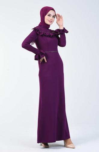 Robe de Soirée İmprimée Pierre 5256-07 Pourpre 5256-07