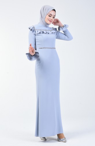 Baby Blue Hijab Evening Dress 5256-08