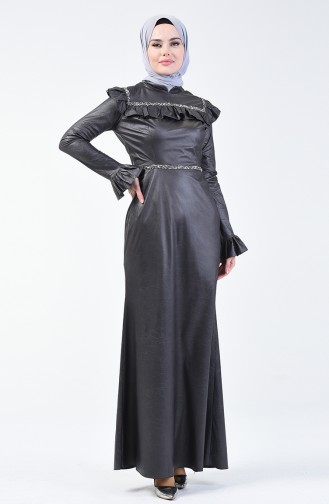 Stone Print Evening Dress 5256a-01 Anthracite 5256A-01