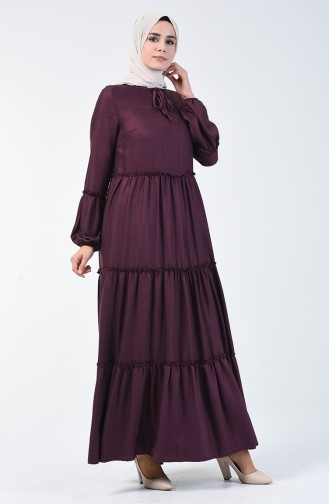 Plum Hijab Dress 7255-04