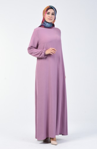 فستان بأكمام مطاط قماش آيروبين أرجواني 0061-06