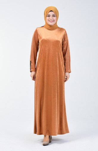 Plus Size Velvet Dress 4868-02 Mustard 4868-02