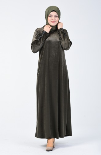 Plus Size Velvet Dress 4868-03 Khaki 4868-03