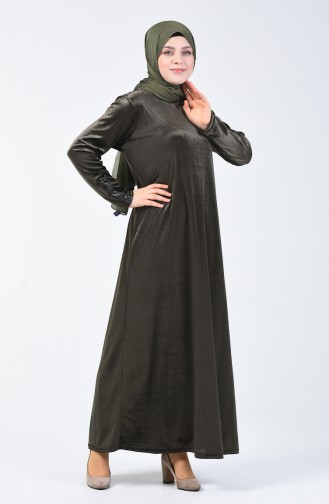 Plus Size Velvet Dress 4868-03 Khaki 4868-03