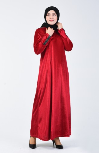 Plus Size Velvet Dress 4868-06 Burgundy 4868-06