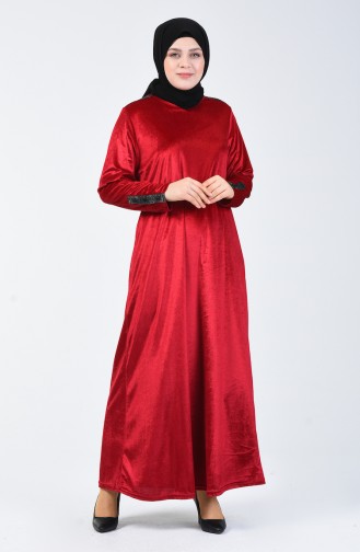 Plus Size Velvet Dress 4868-06 Burgundy 4868-06
