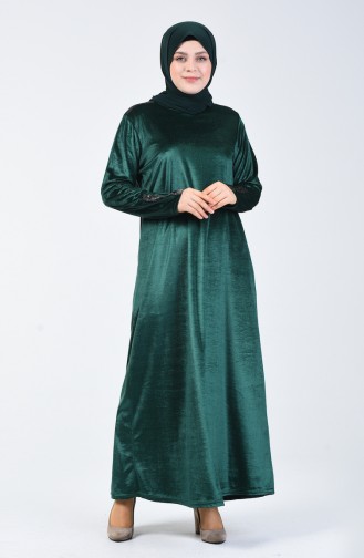 Robe Velours Grande Taille 4868-07 Vert émeraude 4868-07