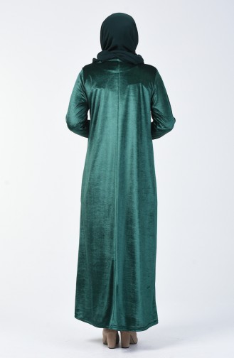 Büyük Beden Kadife Elbise 4868-07 Zümrüt Yeşili
