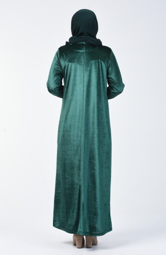 Big Size Velvet Dress Emerald Green 4868-07