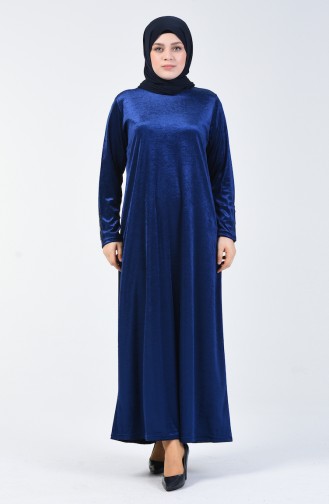 Plus Size Velvet Dress 4868-08 Navy Blue 4868-08