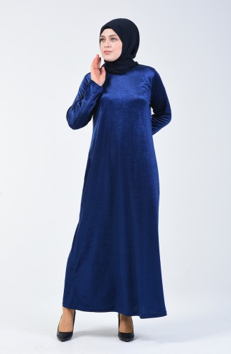 Plus Size Velvet Dress 4868-08 Navy Blue 4868-08