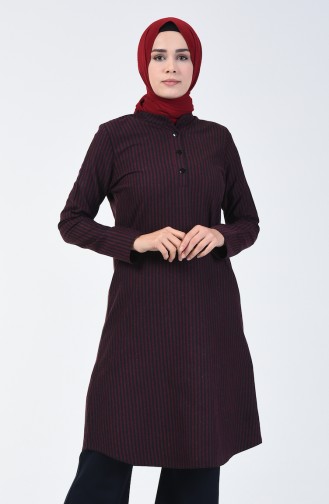 Çizgili Kışlık Tunik 5423-04 Bordo