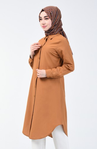 Düğmeli Tunik 2501-13 Hardal