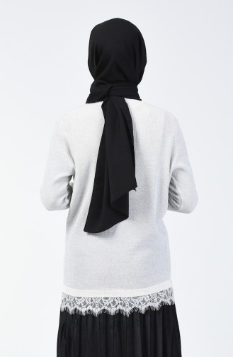 Pull Tricot Court Détail Dentelle  14331-03 Pierre 14331-03