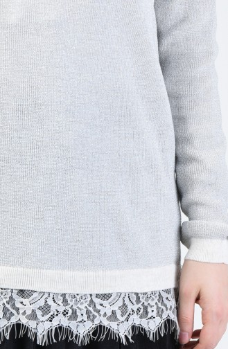 Pull Tricot Court Détail Dentelle  14331-03 Pierre 14331-03