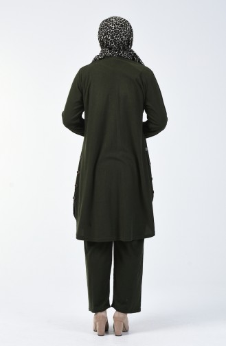 Plus Size Velvet Tunic Trousers Double Suit 2666-03 Dark Green 2666-03