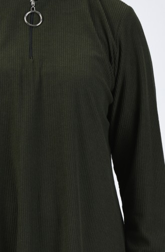 Büyük Beden Kadife Tunik Pantolon İkili Takım 2666-03 Koyu Yeşil