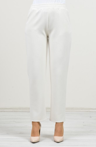 Waist Elastic Pockets Trousers Cream 1307PNT-02