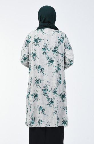 Büyük Beden Bluz Ceket İkili Takım 7866-02 Zümrüt Yeşili