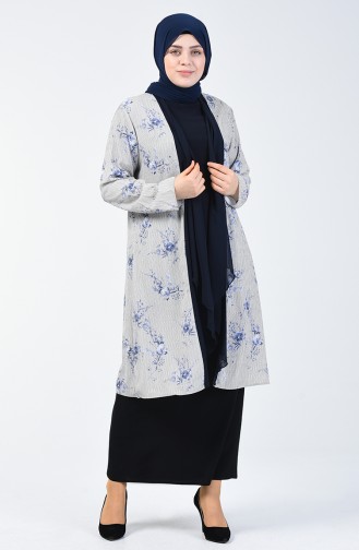 Ensemble Deux Pieces Veste Blouse Grande Taille 7866-05 Bleu Marine 7866-05