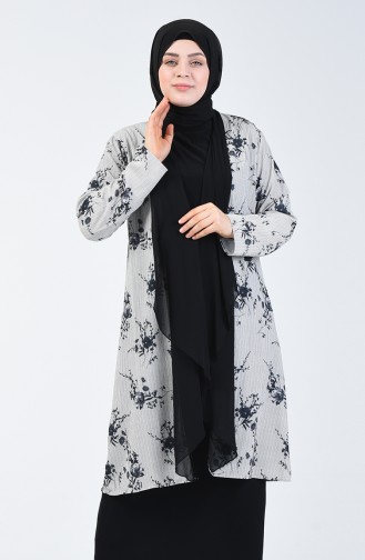 Ensemble Deux Pieces Veste Blouse Grande Taille 7866-06 Noir 7866-06