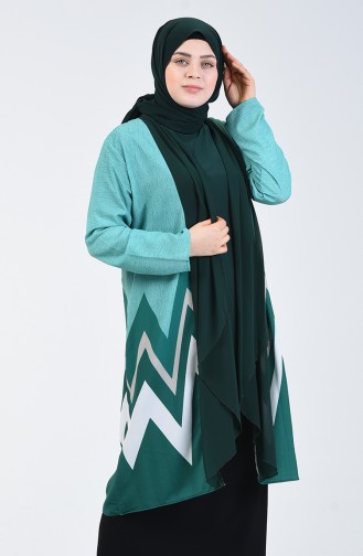 Ensemble Deux Pieces Veste Blouse Grande Taille 7866A-02  Vert émeraude 7866A-02