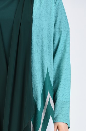 Büyük Beden Bluz Ceket İkili Takım 7866A-02 Zümrüt Yeşili