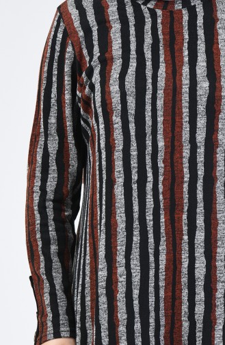 Büyük Beden Düğme Detaylı Tunik Pantolon İkili Takım 2667-01 Kiremit