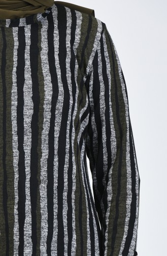 Büyük Beden Düğme Detaylı Tunik Pantolon İkili Takım 2667-03 Haki