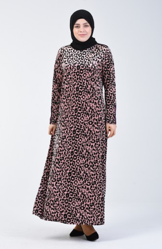 Robe Velours à Motifs Leopard Grande Taille 4867-01 Poudre 4867-01