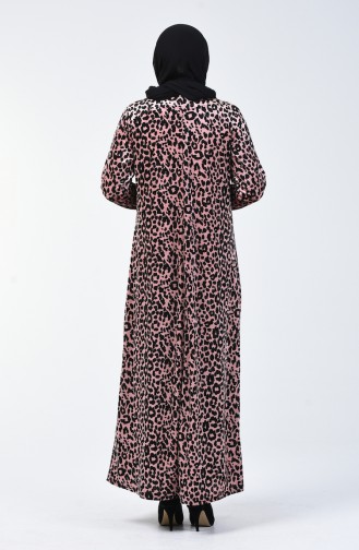 Plus Size Leopard Print Velvet Dress 4867-01 Powder 4867-01