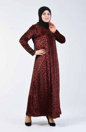 Plus Size Leopard Print Velvet Dress 4867-02 Tile 4867-02