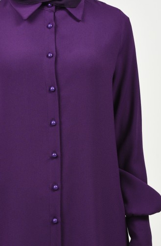 Tunique Boutonné à Col Chemise 8145-01 Pourpre 8145-01