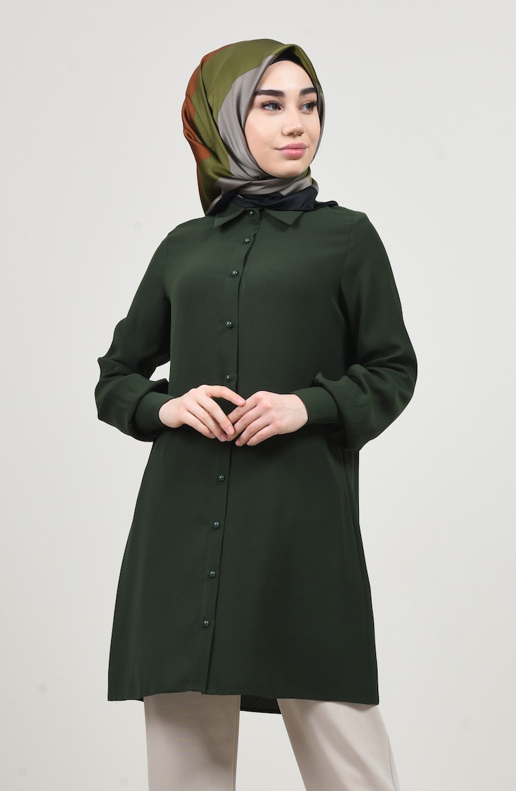 Gömlek Yaka Düğmeli Tunik 8145-04 Haki