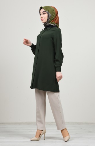 Gömlek Yaka Düğmeli Tunik 8145-04 Haki