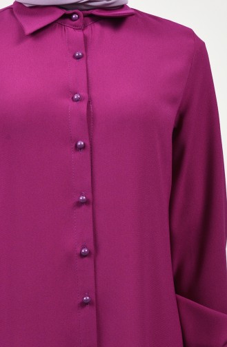 Shirt Collar Buttoned Tunic Fuchsia 8145-05