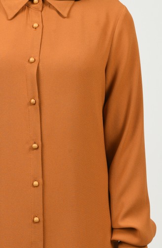 Shirt Collar Buttoned Tunic Mustard 8145-06
