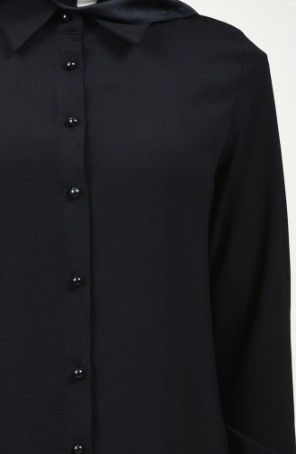 Shirt Collar Buttoned Tunic Black 8145-07