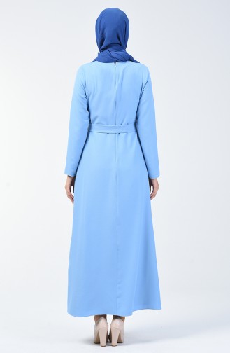 Belted Straight Dress Baby Blue 60087-04