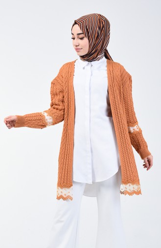 Gilet Tricot Détail Dentelle 4890-03 Tabac 4890-03